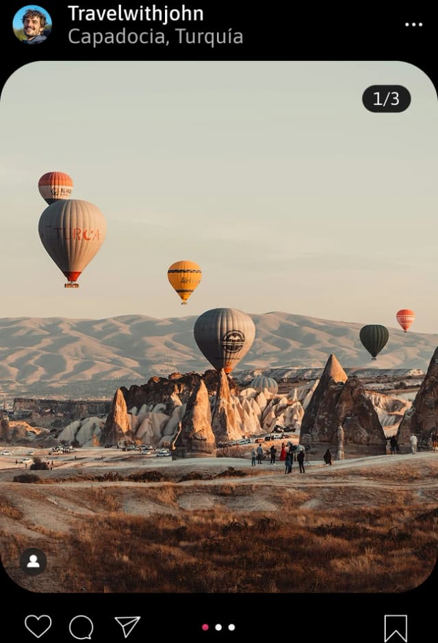 Instagram interface showing travel content